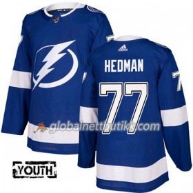 Tampa Bay Lightning Hockeydrakt Victor Hedman 77 2017-2018 Blå Adidas Authentic - Barn